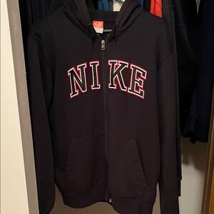 Nike Black Hoodie with Red and White Logo
